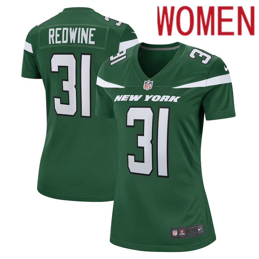 Women New York Jets 31 Sheldrick Redwine Nike Gotham Green Game NFL Jersey